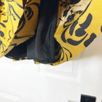Anthropologie SARIAH  Mustard Yellow‎ Black Calligraphy Tiered Skirt Size 2 Photo 4