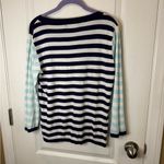 August Silk  Navy and White Striped Top Photo 4
