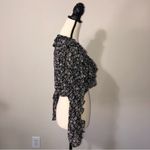 Pookie & Sebastian  Black Floral Cropped Top Long Sleeve Zip Back Size Small Photo 2