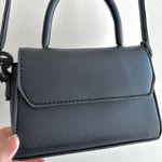 Small Black Top Handle Crossbody Faux Pebble Leather Snap Closure Bag Photo 5