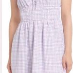 WAYF  Purple Gingham Checkered Smocked Waist Flutter Sleeve  Midi Dress SZ M NWT Photo 0