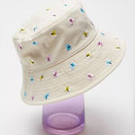 Urban Outfitters Embroidered Butterfly Bucket Hat Creamy Yellow One Size Y2K Photo 0