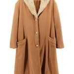 Y2K Farina 2 Penny Lane Faux Fur Trim Trench Coat Old Money Mob Wife M/L Tan Size M Photo 0