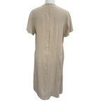 Fridaze 100% Linen Short Sleeve Shirt Dress Pockets Lagenlook Tan size Medium Brown Photo 4