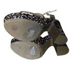 Bamboo Platform Sandals Leopard Print Chunky Heel Gold Straps Party Shoes Photo 5