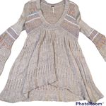 Free People  Tan Fuzzy Textured Bell Sleeve Alpaca Mohair Blend Sweater size XS Photo 6