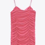 ZARA  RUCHED TULLE MINI DRESS V-NECK UNDERWIRE PINK SIZE L NEW Photo 3