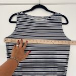 Athleta  Dress‎ Women's Small White Blue Mini Striped Jersey Knit Tulip Stretch Photo 7
