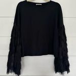 ZARA  Women’s Small Black Furry Sleeve Sweatshirt Photo 0