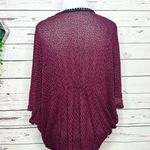 julie's closet Julie’s Closet Burgundy & Black Open Front Dolman Sleeve Cardigan Size Large Photo 9
