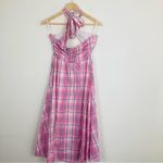 Majorelle ‘Florian’ midi dress in pink plaid w/ halter tie neck & bandeau top. S Photo 3