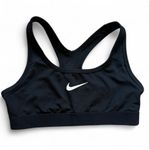 Nike Womens Swoosh Medium Support Racerback Sports Bra - Black/White- Sz M Photo 1
