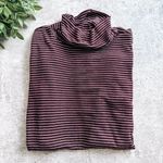 American Eagle  Burgundy Stripe Soft & Sexy Long Sleeve Turtle Neck Top Size XS Photo 0