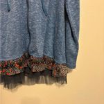 LOGO By Lori Goldstein Blue Ruffle Hem Zip Hoodie Size L Photo 6