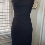 David Meister  Black Asymmetrical Hem Neckline Dress Size 2 Sleeveless Cocktail Photo 0