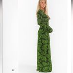 Show Me Your Mumu Lopez Palm Sparkle Stretch Dress V-neck Long Sleeve Maxi Green Photo 2