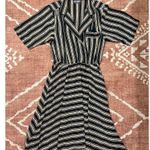 American Vintage Womens Vintage 80s ITEMS Striped ShortSleeve Dress Black Tan Stripped Large Photo 10