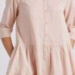 Apiece Apart Mini Dress Pink Blush Maurino Drop Waist 3/4 Sleeves Button Size XS Photo 0