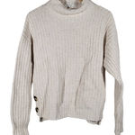 Madewell  Women S Beige Chunky Knit Mock Neck Button Side Wool Cotton Sweater‎ Photo 0