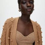 Aritzia 💕 WILFRED💕 Alps Cardigan ~ Pom Pom Cable Knit Antique Beige Small Photo 3