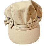 Womens Tan Newsboy Cap Bow Accent Cotton Twill Baker Boy Hat Photo 0