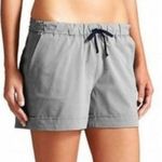 Athleta  Beach Side Grey Blue Pinstripe Drawstring Shorts Women's Size X-Small XS Photo 2