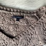 American Eagle  Tan V Neck Sweater Open Knit Size Small Photo 2