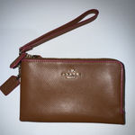 Coach Brown Pebbled Leather Double Zipper Closure Wristlet - Wallet T Photo 0