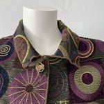 Vtg Womens Funky Kaleidoscope Jacket M Jacquard Boho Futuristic Eclectic Artsy Purple Size M Photo 6