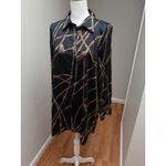 ZARA  TRF Tunic Top Womens M Black Chain Print Longline Button Front Modern Chic Photo 2