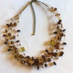 Vintage Bronze Brown & Amber Acrylic Beaded Multi Strand Necklace Photo 3