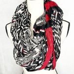 Big Buddha NWT  Red Black Tan Semi-Sheer Infinity Scarf New Photo 0