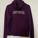 Nike Womens  Air Just Do It Maroon Funnel Neck Hooded Sweatshirt sz Small Photo 0