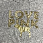 PINK - Victoria's Secret  Gray and Gold Short Sleeve Tee Photo 3