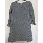 Philosophy  Dress PL Blue White Striped Embroidered Dress Balloon Sleeves Pockets Photo 6