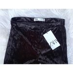 ZARA NWT Black Crush Velvet Flare Pants Photo 3