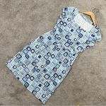 J. McLaughlin  Catalina Cloth Emma Dress Shortsleeve Square Neck Geometric Blue M Photo 0