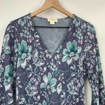 Maeve  Florence Floral Print Swing Mini Dress Bell Sleeve Blue Womens Medium Photo 2