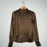 Brown Silk Animal Print button up shirt Photo 1