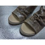 Naughty Monkey  Nyxx Metallic Perforated Leather 6 Slingback Sandal Block Heels Photo 2