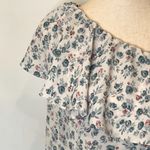 Octavia Bohemian Blue And White Floral Print One Shoulder Ruffle Top Size S Photo 3