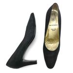 Vintage Bruno Magli Black Embossed Leather Pumps Italian Heels Women’s Size 8 AA Photo 4