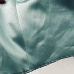 Vintage 90s Satin Gown Fit & Flare Floral Lace Bodice Bow Back Mint Green Blue 4 Photo 9