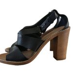 Madewell  Beckett Black Leather Stacked Heel Sandals 6 Photo 1