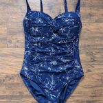Niptuck Swim • Joanne one piece swimsuit Garden Line Foil navy silver floral Blue Size 4 Photo 2