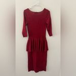 Zac Zac Posen Dress Ruffle Peplum Waist Stretch Knit Slinky 2000s y2k Medium Red Photo 1