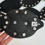 Leather Studded Belt Large 38 Bling Buckle Conch Style Black Silver Southwestern Photo 8