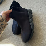 Italian made lug sole sock style chunky slip on shoe size Italian 30 or US 8 Black Photo 6