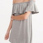 Abercrombie & Fitch abercrombie ruffle off-the-shoulder grey dress Photo 0