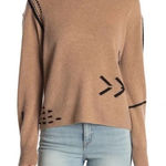 360 Cashmere Skull Sweater Tan Black Graphic Crewneck Pullover Size Small Photo 0